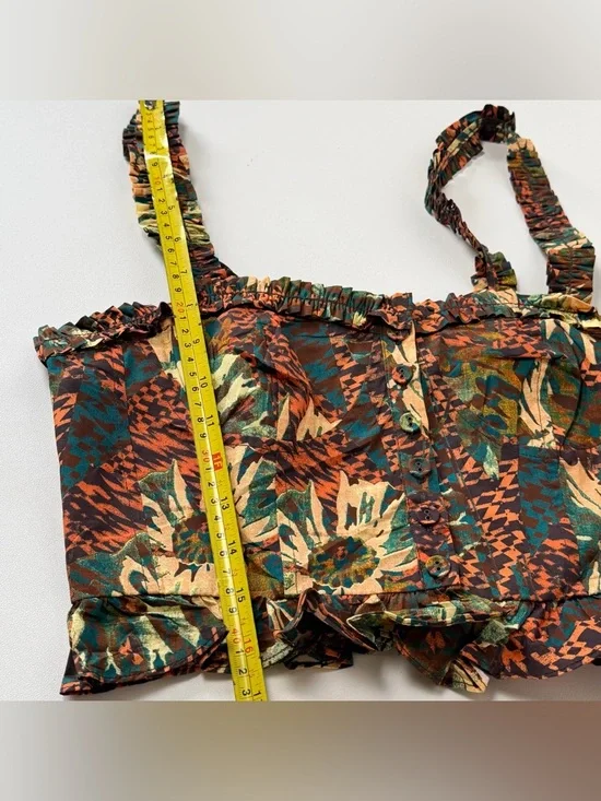 Ulla Johnson Alexandra Cropped Printed Cotton Poplin Top Women size S/M Corset - Picture 10 of 10